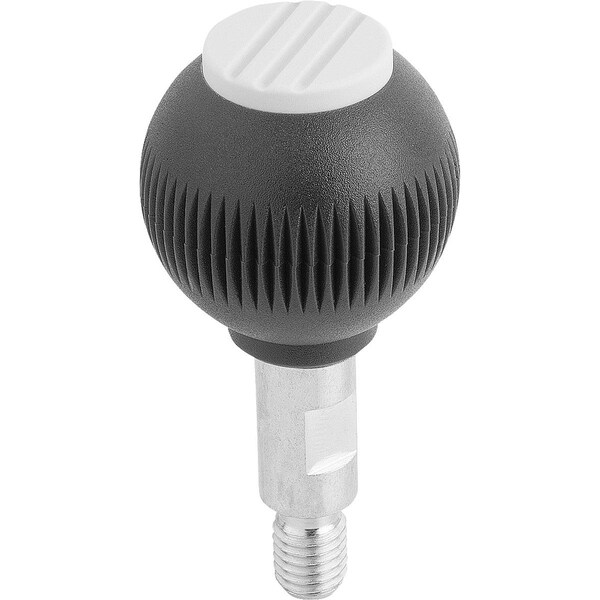 Spherical Knob Revolving Size:3, D1=40 D=M10X15, Plastic Black Ral7021, Comp:Steel, Cap:Gray Ral7035